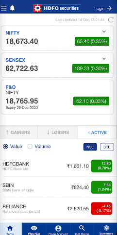 HDFC Securities Live Market